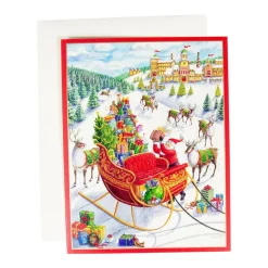 Santa's Sleigh Boxed Christmas Cards - 15 Christmas Cards & 15 Envelopes