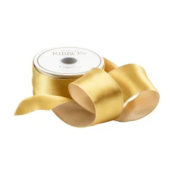 Satin Ivory & Gold Reversible Wired Ribbon -10 Yard Spool