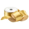 Satin Ivory & Gold Reversible Wired Ribbon - 6 Yard Spool