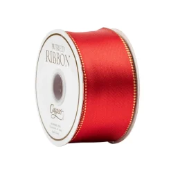 Satin Red & Gold Reversible Wired Ribbon - 10 Yard Spool