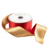 Satin Red & Gold Reversible Wired Ribbon - 6 Yard Spool