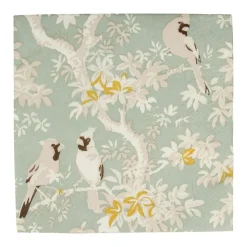 Scenic Songbirds Celadon Luncheon Napkins - 20 Per Package