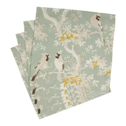Scenic Songbirds Celadon Luncheon Napkins - 20 Per Package