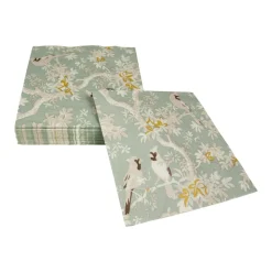 Scenic Songbirds Celadon Luncheon Napkins - 20 Per Package