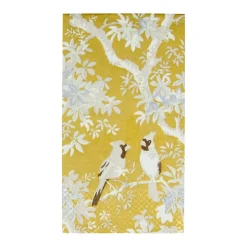Scenic Songbirds Gold & Ivory Guest Towel Napkins - 15 Per Package