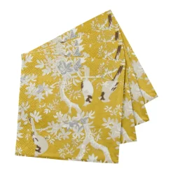 Scenic Songbirds Gold & Ivory Cocktail Napkins - 20 Per Package