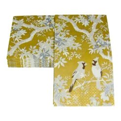 Scenic Songbirds Gold/Ivory Guest Towel Napkins - 15 Per Package
