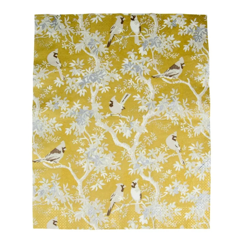 Scenic Songbirds Gold/Ivory Guest Towel Napkins - 15 Per Package