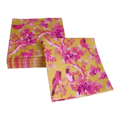 Scenic Songbirds Rose & Gold Cocktail Napkins - 20 Per Package