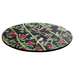 Scots Wallpaper Round Lacquer Placemat in Black - 1 Each