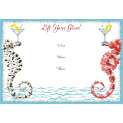 Seahorses and Shell Invitations - 8 Fill-In Invitations & 8 Envelopes
