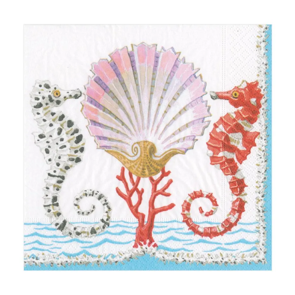 Seahorses and Shell Paper Luncheon Napkins - 20 Per Package