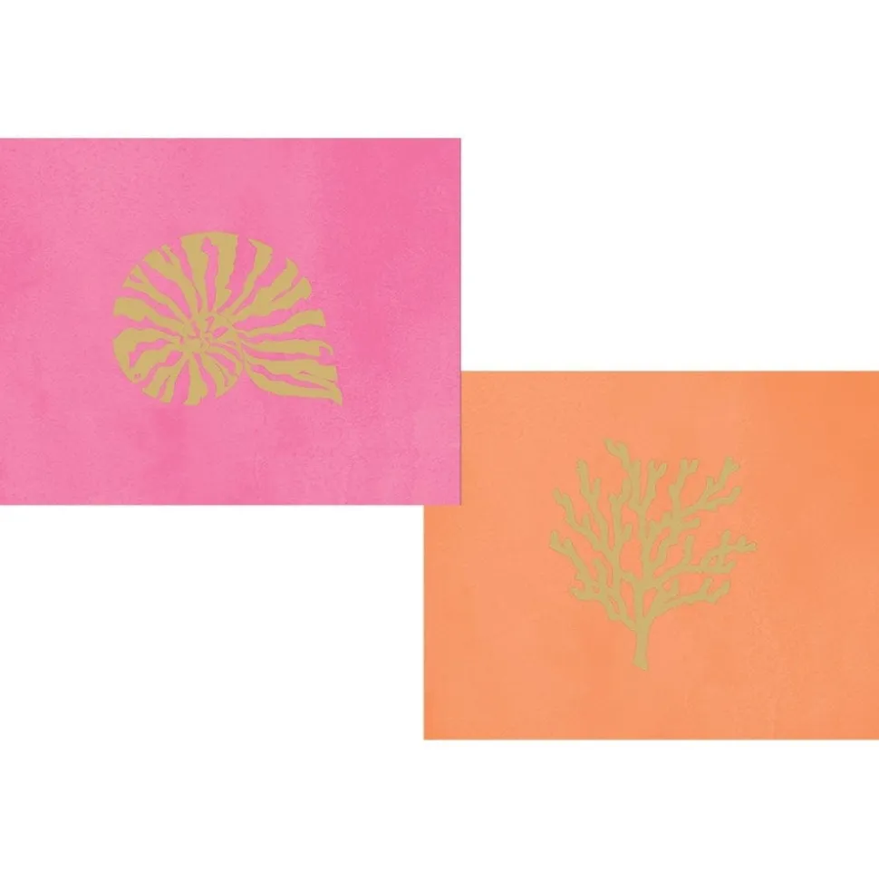 Sealife Assorted Foil Embossed Boxed Note Cards in Warm - 10 Note Cards & 10 Envelopes