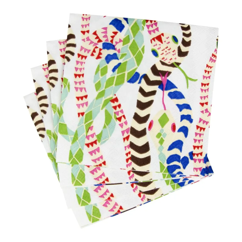 Serpentine White Cocktail Napkins - 20 Per Package