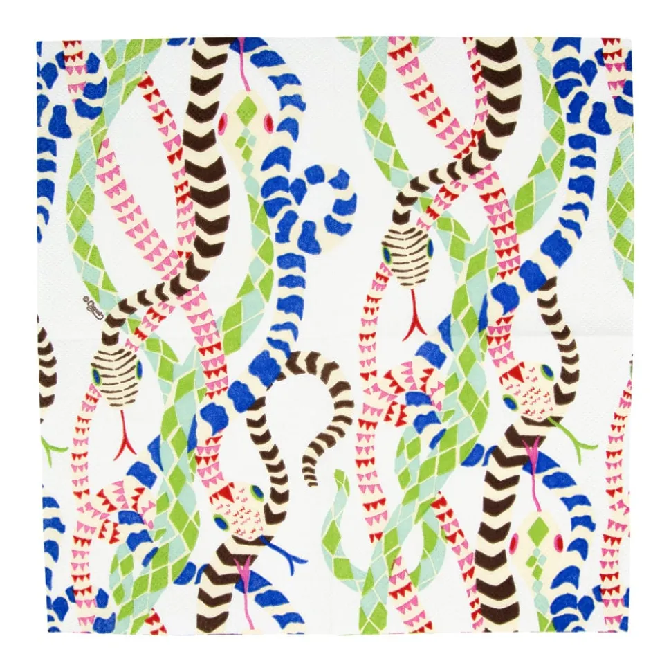 Serpentine White Cocktail Napkins - 20 Per Package