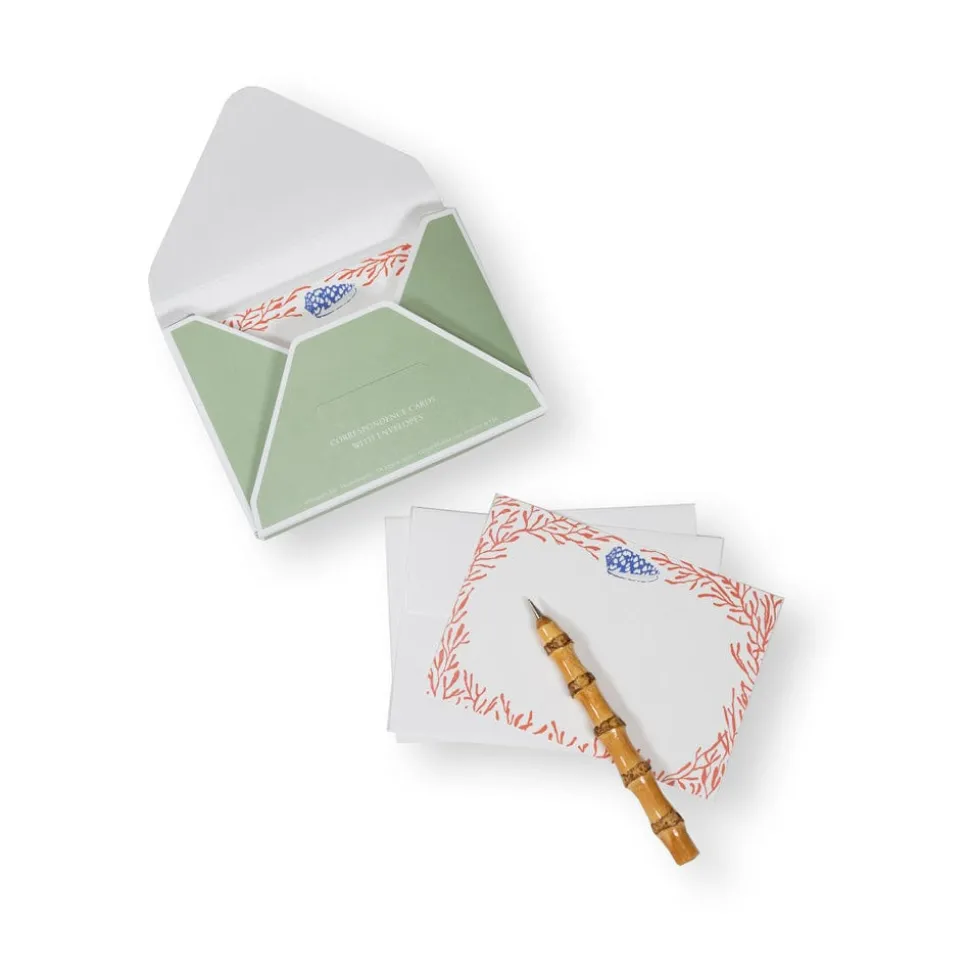 Shell And Coral Correspondence Cards - 12 Per Package