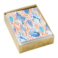 Shell Toile Assorted Boxed Note Cards - 10 Note Cards & 10 Envelopes