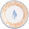 Shell Toile Dinner Plates in Coral & Blue - 8 Per Package