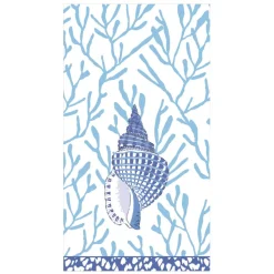 Shell Toile Guest Towel Napkins in Blue - 15 Per Package