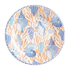 Shell Toile Salad & Dessert Plates in Coral & Blue - 8 Per Package