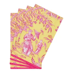 Silk Road Toile Chartreuse Guest Towel Napkins - 15 Per Package