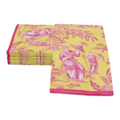 Silk Road Toile Chartreuse Guest Towel Napkins - 15 Per Package