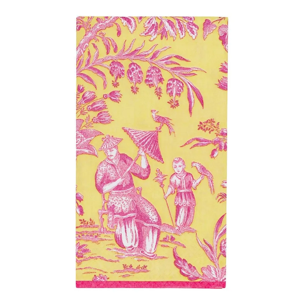 Silk Road Toile Chartreuse Guest Towel Napkins - 15 Per Package