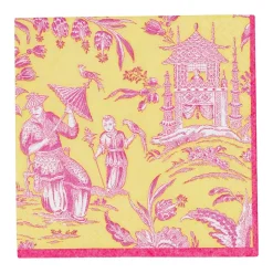 Silk Road Toile Chartreuse Cocktail Napkins - 20 Per Package