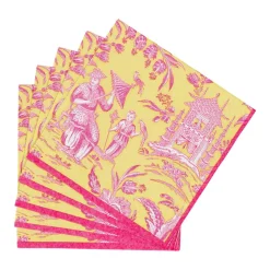 Silk Road Toile Chartreuse Cocktail Napkins - 20 Per Package