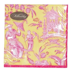 Silk Road Toile Chartreuse Cocktail Napkins - 20 Per Package