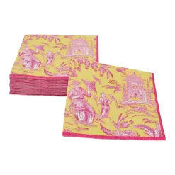 Silk Road Toile Chartreuse Cocktail Napkins - 20 Per Package