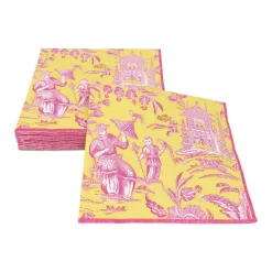 Silk Road Toile Chartreuse Luncheon Napkins - 20 Per Package