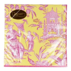Silk Road Toile Chartreuse Luncheon Napkins - 20 Per Package