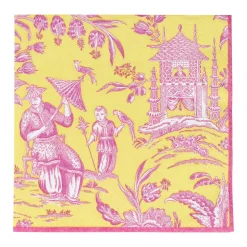 Silk Road Toile Chartreuse Luncheon Napkins - 20 Per Package