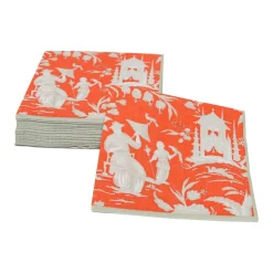 Silk Road Toile Mandarin Cocktail Napkins - 20 Per Package