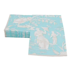 Silk Road Toile Robin's Egg Guest Towel Napkins - 15 Per Package