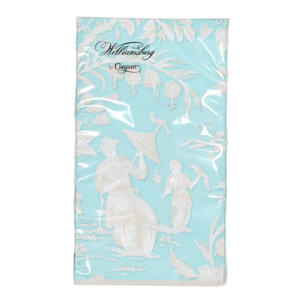 Silk Road Toile Robin's Egg Guest Towel Napkins - 15 Per Package