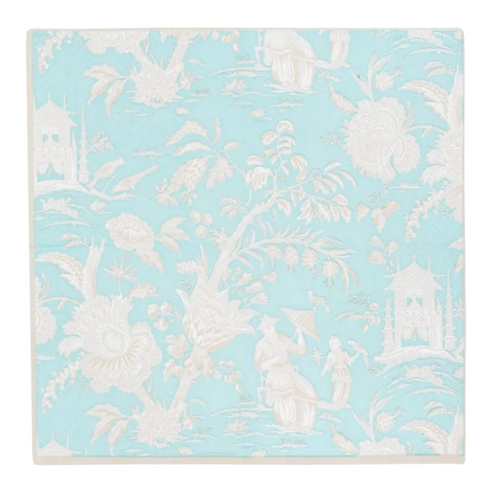 Silk Road Toile Robin's Egg Cocktail Napkins - 20 Per Package