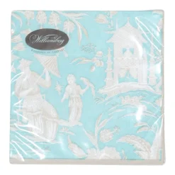 Silk Road Toile Robin's Egg Cocktail Napkins - 20 Per Package