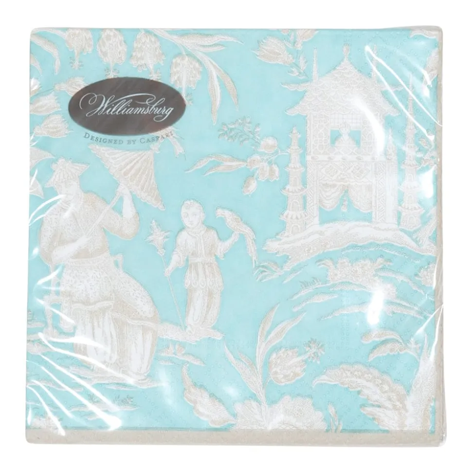 Silk Road Toile Robin's Egg Cocktail Napkins - 20 Per Package