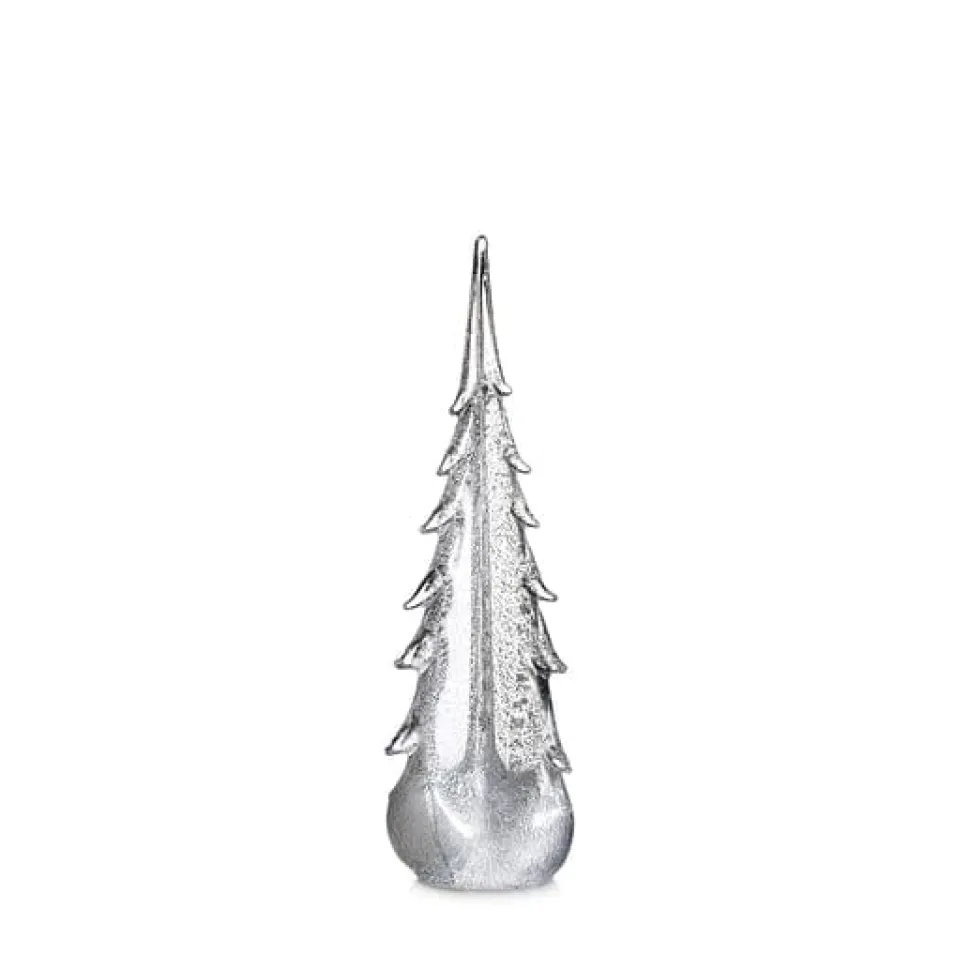 Silver Leaf Evergreen Glass Tree 14" - 1 Each