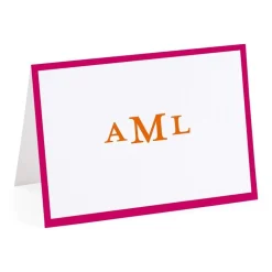 Simple Border Personalized Monogram Folded Note Cards