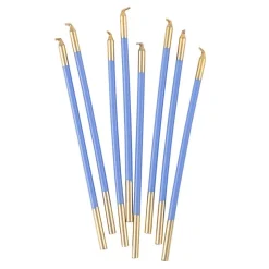 Slim Birthday Candles in French Blue & Gold - 16 Candles Per Package