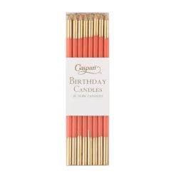 Slim Birthday Candles in Orange & Gold - 16 Candles Per Package