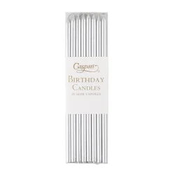 Slim Birthday Candles in Silver - 16 Candles Per Package
