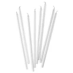 Slim Birthday Candles in Silver - 16 Candles Per Package