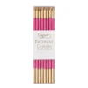Slim Birthday Candles in Fuchsia & Gold - 16 Candles Per Package