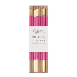 Slim Birthday Candles in Fuchsia & Gold - 16 Candles Per Package