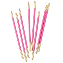 Slim Birthday Candles in Fuchsia & Gold - 16 Candles Per Package