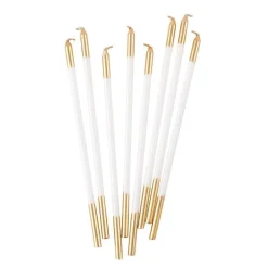 Slim Birthday Candles in White & Gold - 16 Candles Per Package